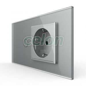 Intrerupator Simplu + Priza LIVOLO cu Rama Din Sticla, Standard Italian, 4M, Prize - Intrerupatoare, Livolo, Livolo