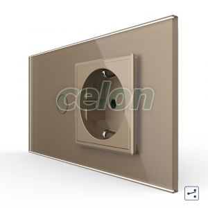 Intrerupator Simplu Cap Scara / Cruce + Priza LIVOLO cu Rama Din Sticla, Standard Italian, 4M, Prize - Intrerupatoare, Livolo, Livolo