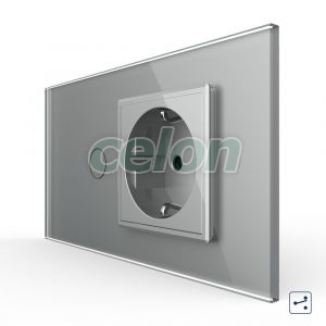 Intrerupator Simplu Cap Scara / Cruce + Priza LIVOLO cu Rama Din Sticla, Standard Italian, 4M, Prize - Intrerupatoare, Livolo, Livolo