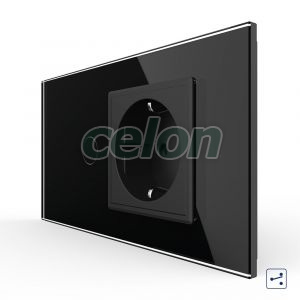 Intrerupator Simplu Cap Scara / Cruce + Priza LIVOLO cu Rama Din Sticla, Standard Italian, 4M, Prize - Intrerupatoare, Livolo, Livolo