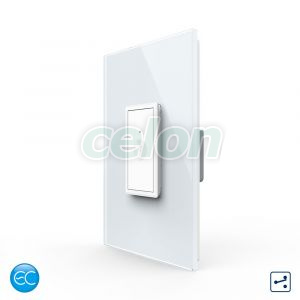 Intrerupator Simplu Cap Scara / Cruce cu Touch Livolo cu Rama Din Sticla 1M, Zigbee EC - Serie Noua, Prize - Intrerupatoare, Livolo, Livolo