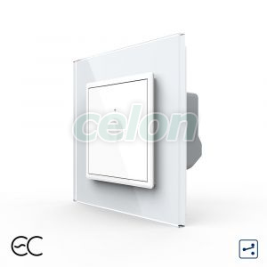 Intrerupator Simplu Cap Scara / Cruce cu Touch LIVOLO cu Rama din Sticla - Protocol Zigbee EC, Prize - Intrerupatoare, Livolo, Livolo