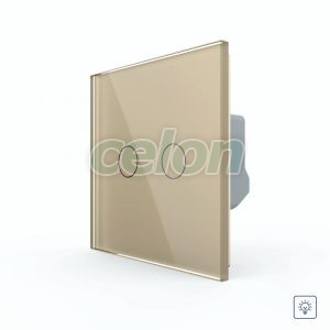 Intrerupator Dublu cu Variator LIVOLO cu Touch Din Sticla - Serie Noua, Prize - Intrerupatoare, Livolo, Livolo