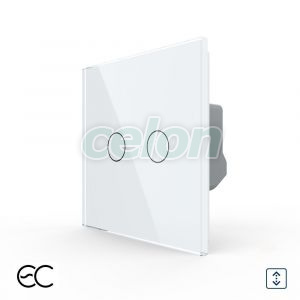 Intrerupator Dublu Draperie cu Touch LIVOLO din Sticla - Protocol ZigBee EC, Prize - Intrerupatoare, Livolo, Livolo