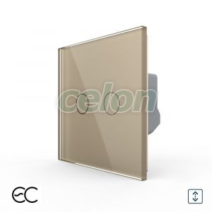 Intrerupator Dublu Draperie cu Touch LIVOLO din Sticla - Protocol ZigBee EC, Prize - Intrerupatoare, Livolo, Livolo
