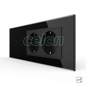 Intrerupator Dublu Cap Scara / Cruce + 2 Prize LIVOLO cu Rama Din Sticla, Standard Italian, 6M, Prize - Intrerupatoare, Livolo, Livolo