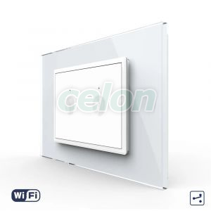 Intrerupator Dublu Cap Scara / Cruce Wi-Fi cu Touch LIVOLO cu rama din sticla, standard italian – Serie Noua, Alb, Prize - Intrerupatoare, Livolo, Livolo