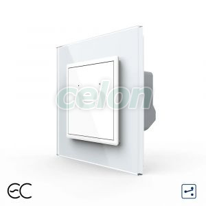 Intrerupator Dublu Cap Scara / Cruce cu Touch LIVOLO cu Rama din Sticla - Protocol Zigbee EC, Prize - Intrerupatoare, Livolo, Livolo