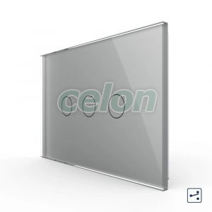Intrerupator triplu cap scara / cruce cu touch Livolo din sticla, standard italian - Serie noua, Prize - Intrerupatoare, Livolo, Livolo