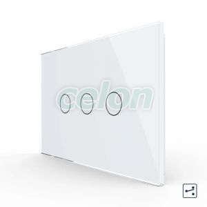 Intrerupator triplu cap scara / cruce cu touch Livolo din sticla, standard italian - Serie noua, Prize - Intrerupatoare, Livolo, Livolo