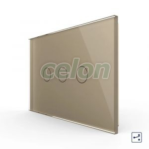 Intrerupator triplu cap scara / cruce cu touch Livolo din sticla, standard italian - Serie noua, Prize - Intrerupatoare, Livolo, Livolo