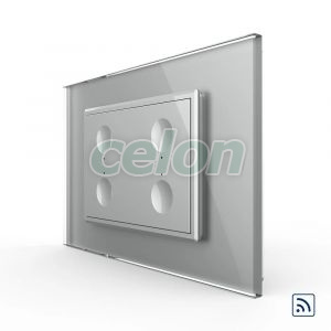 Intrerupator cvadruplu wireless cu touch Livolo cu rama din sticla, standard Italian - Serie noua, Prize - Intrerupatoare, Livolo, Livolo