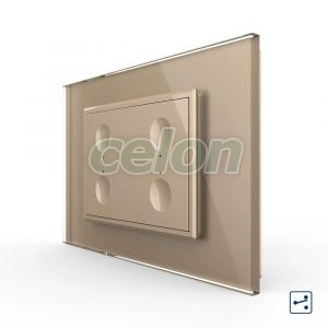 Intrerupator cvadruplu cap scara / cap cruce cu touch Livolo cu rama din sticla, standard Italian - Serie noua, Prize - Intrerupatoare, Livolo, Livolo