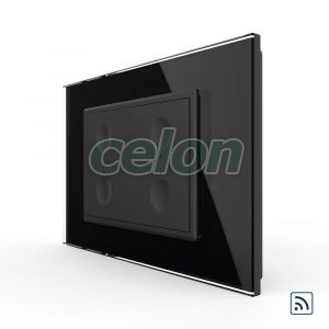 Intrerupator cvadruplu wireless cu touch Livolo cu rama din sticla, standard Italian - Serie noua, Prize - Intrerupatoare, Livolo, Livolo