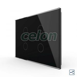 Intrerupator cvadruplu cap scara / cruce cu touch Livolo din sticla, standard Italian - Serie noua, Prize - Intrerupatoare, Livolo, Livolo