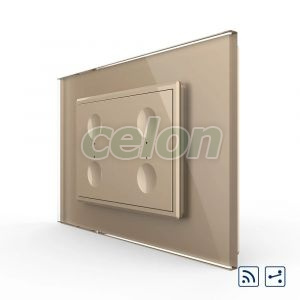 Intrerupator cvadruplu cap scara / cap cruce wireless cu touch Livolo cu rama din sticla, standard Italian - Serie noua, Prize - Intrerupatoare, Livolo, Livolo