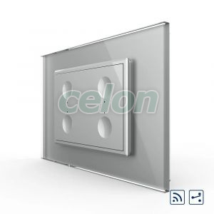 Intrerupator cvadruplu cap scara / cap cruce wireless cu touch Livolo cu rama din sticla, standard Italian - Serie noua, Prize - Intrerupatoare, Livolo, Livolo