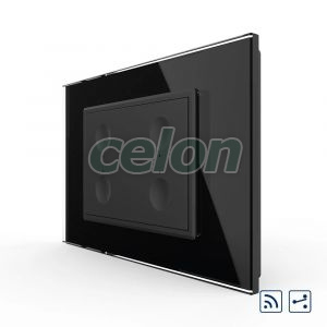 Intrerupator cvadruplu cap scara / cap cruce wireless cu touch Livolo cu rama din sticla, standard Italian - Serie noua, Prize - Intrerupatoare, Livolo, Livolo