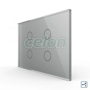 Intrerupator cvadruplu cap scara / cruce cu touch Livolo din sticla, standard Italian - Serie noua, Prize - Intrerupatoare, Livolo, Livolo