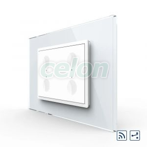 Intrerupator cvadruplu cap scara / cap cruce wireless cu touch Livolo cu rama din sticla, standard Italian - Serie noua, Prize - Intrerupatoare, Livolo, Livolo