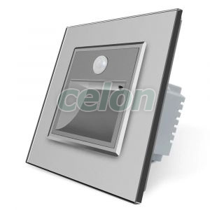 Lampa de veghe LED Livolo cu rama din sticla, Senzor miscare incorporat, Prize - Intrerupatoare, Livolo, Livolo