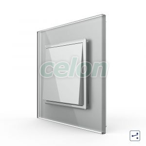 Intrerupator Simplu Mecanic Cap Cruce, 2 Module LIVOLO cu Rama din Sticla - Serie Noua, Prize - Intrerupatoare, Livolo, Livolo