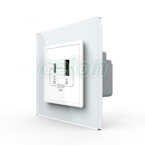 Priza USB-A + USB-C cu Rama Din Sticla LIVOLO - Serie Noua, Prize - Intrerupatoare, Livolo, Livolo