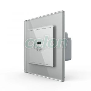 Priza USB Tip C Livolo cu Rama din Sticla, Prize - Intrerupatoare, Livolo, Livolo