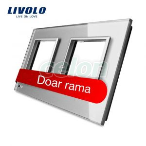 Rama priza dubla Livolo din sticla, Prize - Intrerupatoare, Livolo, Livolo