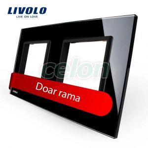 Rama priza dubla Livolo din sticla, Prize - Intrerupatoare, Livolo, Livolo