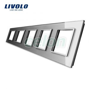 Rama cvintuplu din sticla Livolo, Prize - Intrerupatoare, Livolo, Livolo