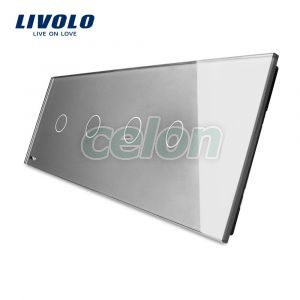 Panou 4 intrerupatoare simple cu touch Livolo din sticla, Prize - Intrerupatoare, Livolo, Livolo