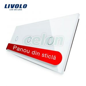 Panou intrerupator simplu+simplu+simplu cu touch Livolo din sticla, Prize - Intrerupatoare, Livolo, Livolo