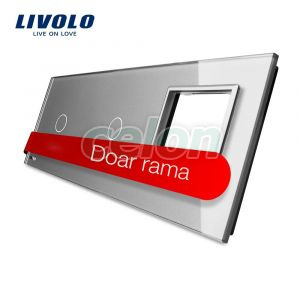 Panou 2 intrerupatoare simple cu touch si priza Livolo din sticla, Prize - Intrerupatoare, Livolo, Livolo