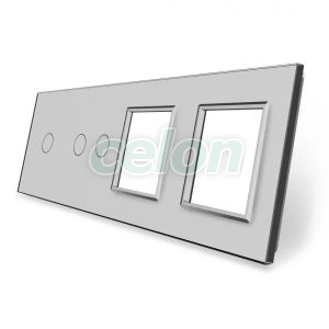 Panou intrerupator simplu+dublu si 2 prize Livolo din sticla, Prize - Intrerupatoare, Livolo, Livolo