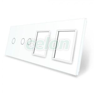 Panou intrerupator simplu+dublu si 2 prize Livolo din sticla, Prize - Intrerupatoare, Livolo, Livolo