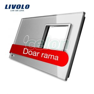 Panou intrerupator simplu cu touch si priza simpla Livolo din sticla, Prize - Intrerupatoare, Livolo, Livolo