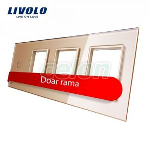 Rama intrerupator cu touch simplu+priza tripla LIVOLO din sticla, Prize - Intrerupatoare, Livolo, Livolo