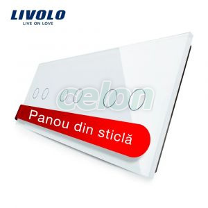 Panou intrerupator dublu+dublu+dublu cu touch Livolo din sticla, Prize - Intrerupatoare, Livolo, Livolo