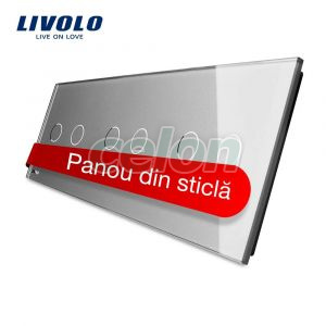 Panou intrerupator dublu+dublu+dublu cu touch Livolo din sticla, Prize - Intrerupatoare, Livolo, Livolo