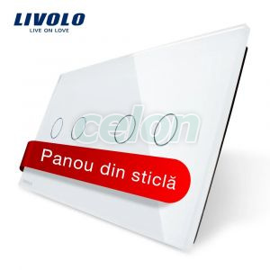 Panou intrerupator dublu+dublu cu touch Livolo din sticla, Prize - Intrerupatoare, Livolo, Livolo