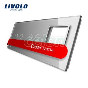 Panou intrerupator dublu+dublu+ priza Livolo din sticla, Prize - Intrerupatoare, Livolo, Livolo