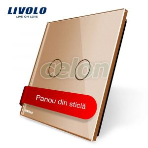 Panou intrerupator dublu cu touch Livolo din sticla, Prize - Intrerupatoare, Livolo, Livolo