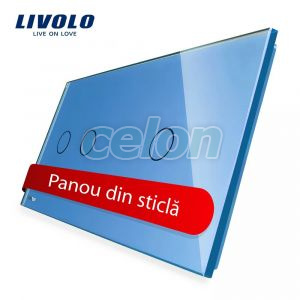 Panou intrerupator dublu + simplu cu touch Livolo din sticla, Prize - Intrerupatoare, Livolo, Livolo