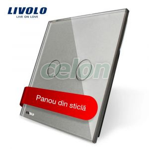 Panou intrerupator dublu cu touch Livolo din sticla, Prize - Intrerupatoare, Livolo, Livolo