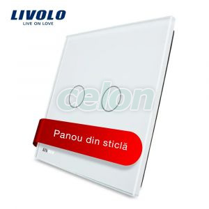 Panou intrerupator dublu cu touch Livolo din sticla, Prize - Intrerupatoare, Livolo, Livolo