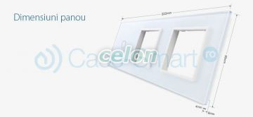 Panou intrerupator dublu cu touch si 2 prize Livolo din sticla, Prize - Intrerupatoare, Livolo, Livolo