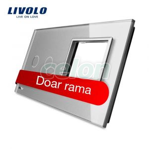 Panou intrerupator dublu cu touch + priza simpla Livolo din sticla, Prize - Intrerupatoare, Livolo, Livolo