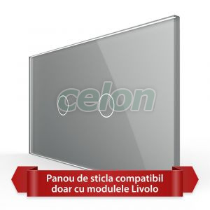 Panou Intrerupator Simplu + Simplu cu Touch LIVOLO din Sticla, Standard Italian - 4M, Prize - Intrerupatoare, Livolo, Livolo