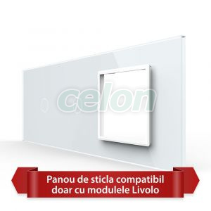 Panou Intrerupator Simplu + Simplu cu Priza LIVOLO din Sticla, Standard Italian - 6/7M, Prize - Intrerupatoare, Livolo, Livolo